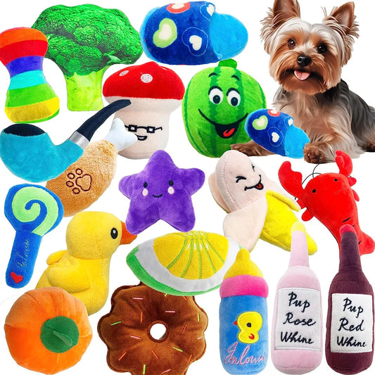 10 Plush Squeaky Dog Toys